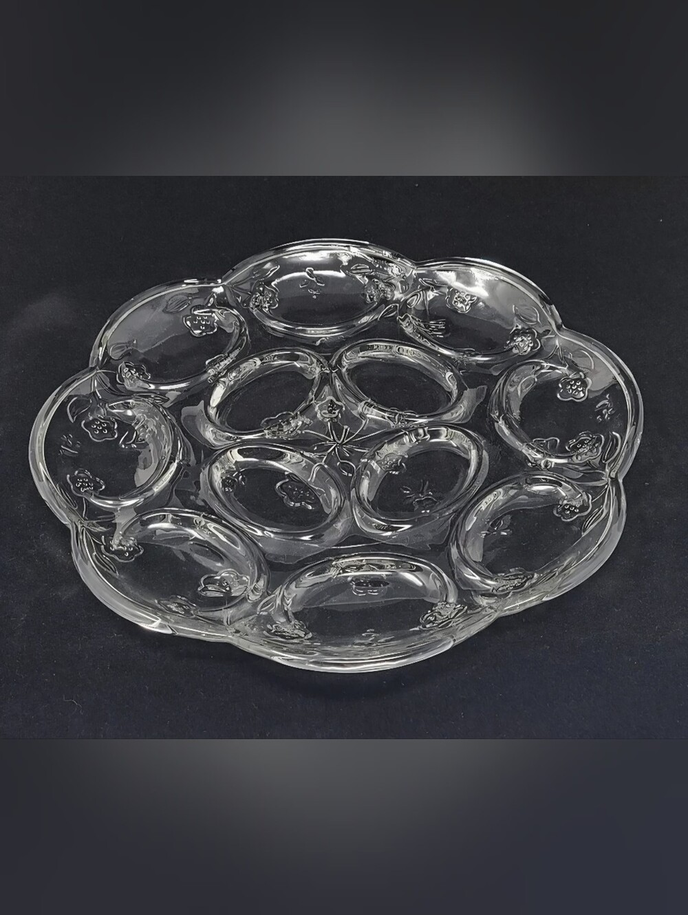 Vintage Anchor Hocking Savannah Clear Glass Deviled Egg Plate